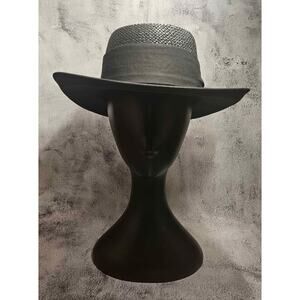 🖤 Preston & York Black Woven Brimmed Hat – 3.25" Brim